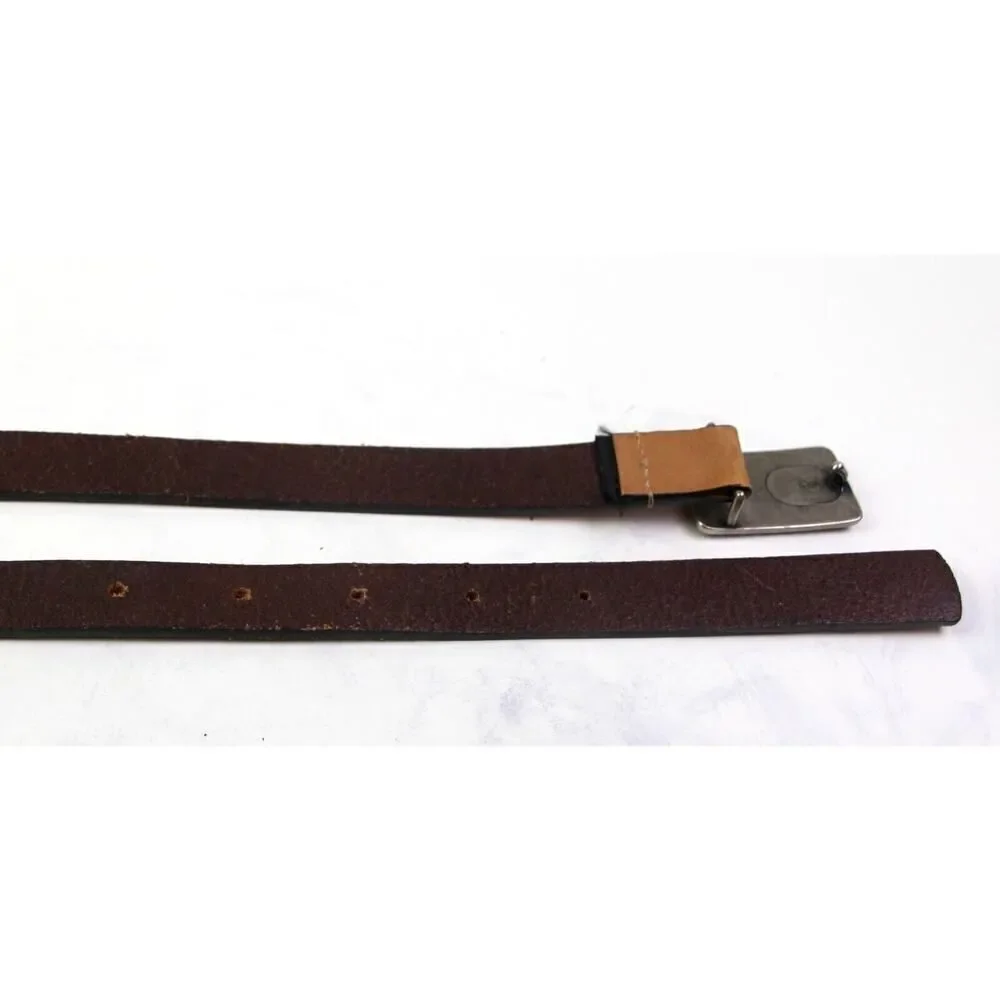 Massimo Dutti BROWN REAL LEATHER SKINNY 3/4